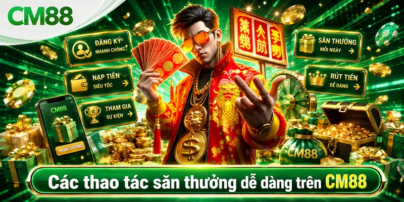 Các thao tác săn thưởng dễ dàng trên CM88